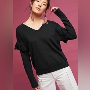 Hansel from Basel Ruffled V-Neck Pullover Sweater